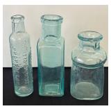 DR - Vintage Aqua Blue Glass Bottles Set
