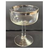 DR - Set of Eight Vintage Champagne Glasses with Silver-Tone Rims