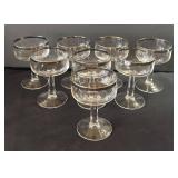 DR - Set of Eight Vintage Champagne Glasses with Silver-Tone Rims