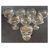 DR - Set of Eight Vintage Champagne Glasses with Silver-Tone Rims
