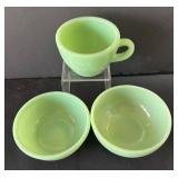 DR - Vintage Fire-King Jadite Cup & Bowls Set - 3-Piece