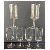 DR - Vintage Stemware - Six Silver Tone Rimmed Glasses