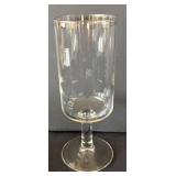 DR - Vintage Stemware - Six Silver Tone Rimmed Glasses