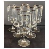 DR - Vintage Stemware - Six Silver Tone Rimmed Glasses