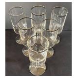 DR - Vintage Stemware - Six Silver Tone Rimmed Glasses