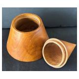 DR - Wooden Platter with Walnut Napkin Rings & Cone Decor