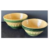 DR - Vintage Yellow Ware Nesting Bowls - Green Band
