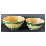 DR - Vintage Yellow Ware Nesting Bowls - Green Band