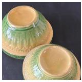 DR - Vintage Yellow Ware Nesting Bowls - Green Band