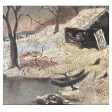 DR - Vintage Slate Chalkboard Painting - Winter Landscape