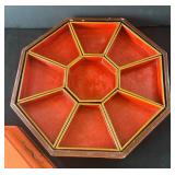 DR - Vintage Octagonal Chinese Lacquered Lunch Box - Bird & Flower Scene