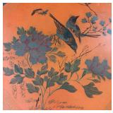 DR - Vintage Octagonal Chinese Lacquered Lunch Box - Bird & Flower Scene