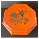 DR - Vintage Octagonal Chinese Lacquered Lunch Box - Bird & Flower Scene