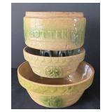 DR - Trio of Vintage Yellowware Cherry Pattern Bowls