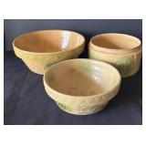 DR - Trio of Vintage Yellowware Cherry Pattern Bowls