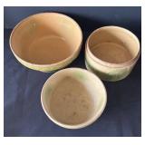DR - Trio of Vintage Yellowware Cherry Pattern Bowls