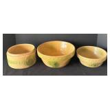 DR - Trio of Vintage Yellowware Cherry Pattern Bowls