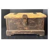 DR - Vintage Wooden Trunk Chest with Iron Hardware