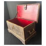 DR - Vintage Wooden Trunk Chest with Iron Hardware