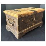 DR - Vintage Wooden Trunk Chest with Iron Hardware