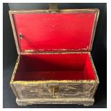 DR - Vintage Wooden Trunk Chest with Iron Hardware