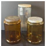 DR - Vintage Glass Jars - Amber & Clear with Lids