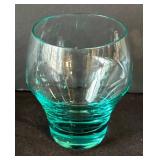 DR - Set of Eight Vintage Sasaki Harmony Pattern Aqua Hand-Blown Lowball Glasses