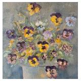 DR - Original Still Life Floral Painting - Pansy Bouquet in Vase by BTK