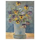 DR - Original Still Life Floral Painting - Pansy Bouquet in Vase by BTK