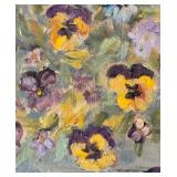 DR - Original Still Life Floral Painting - Pansy Bouquet in Vase by BTK