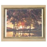 DR - Vintage Arts and Crafts Style Picture Frame with Landscape Print