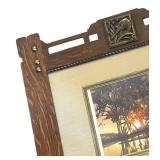 DR - Vintage Arts and Crafts Style Picture Frame with Landscape Print