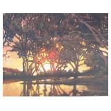 DR - Vintage Arts and Crafts Style Picture Frame with Landscape Print