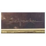 DR - Vintage Arts and Crafts Style Picture Frame with Landscape Print