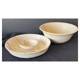 DR - Pottery Serving Bowl & Platter Set - Rustic Speckled Glaze