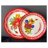 DR - Two Vintage Floral Enamel Trays