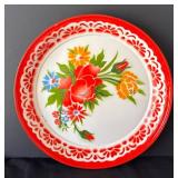 DR - Two Vintage Floral Enamel Trays