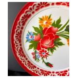 DR - Two Vintage Floral Enamel Trays