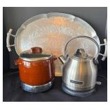 DR - Rival Crock-Ette Slow Cooker, West Bend Bean Pot, KitchenAid Electric Kettle and Platter