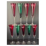 UL - Set of 8 Vintage Lenox Holiday Gems Champagne Flutes