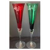 UL - Set of 8 Vintage Lenox Holiday Gems Champagne Flutes