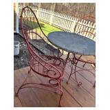 BY - Vintage Red Metal Patio Table & 2 Chairs Set