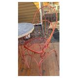 BY - Vintage Red Metal Patio Table & 2 Chairs Set