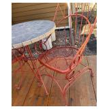 BY - Vintage Red Metal Patio Table & 2 Chairs Set