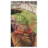 BY - Vintage Red Metal Patio Table & 2 Chairs Set
