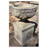 FY - Concrete Garden Urn Planter on Pedestal