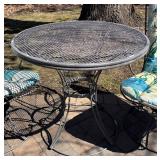 BY - Vintage Metal Patio Table & 2 Cushioned Chairs