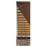 BY - Patinated Metal Yard Sculpture - Twisted Obelisk with Circle Ring