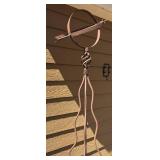 BY - Patinated Metal Yard Sculpture - Twisted Obelisk with Circle Ring