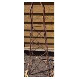 BY - Patinated Metal Yard Sculpture - Twisted Obelisk with Circle Ring